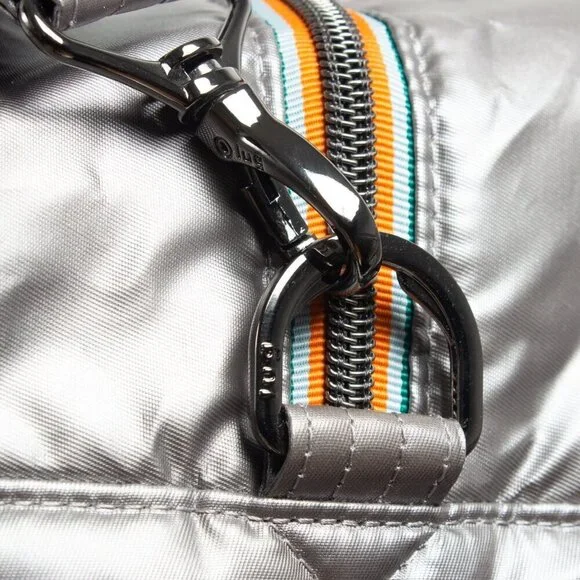 Lug Drifter Quilted Silver Tote Bag With Double Zipper Closure & Multi-Pockets - Picture 6 of 12